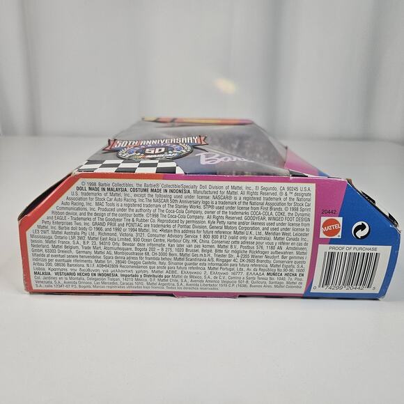 1998 Mattel Nascar 50th Anniversary Barbie Doll #20442 Collector Edition - Picture 2 of 6
